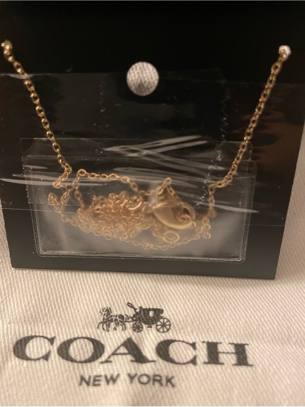 Coach Gold Crystal Logo Script Necklace - NWT - Picture 3 of 3